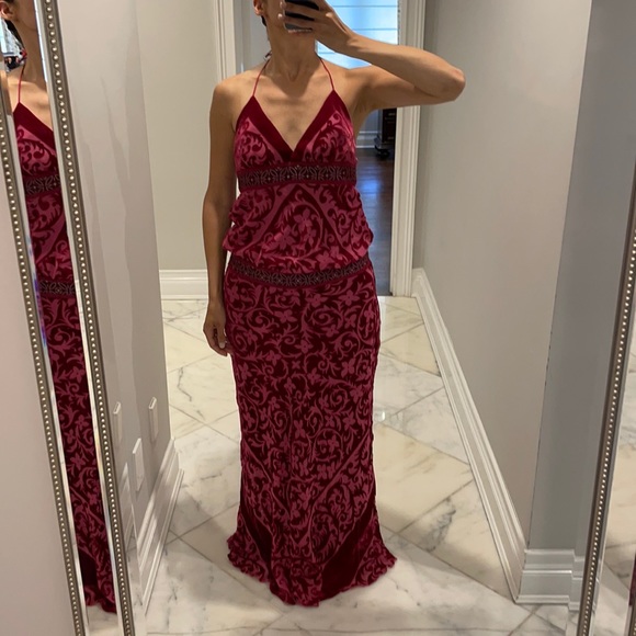 Nicole Miller floral print sexy halter top gown - Picture 1 of 15